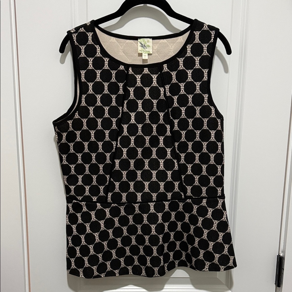 Anthropologie Black and Cream Sleeveless Peplum